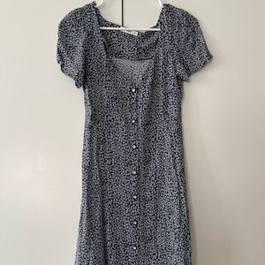 Mango blue floral dress with tie back